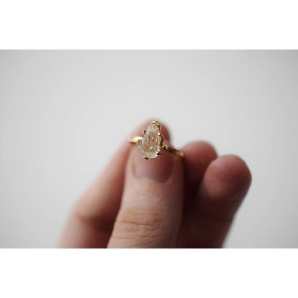 Size 6.5 14k Gold Engagement Ring, Raw stone rings, simple solitaire - Picture 1 of 8